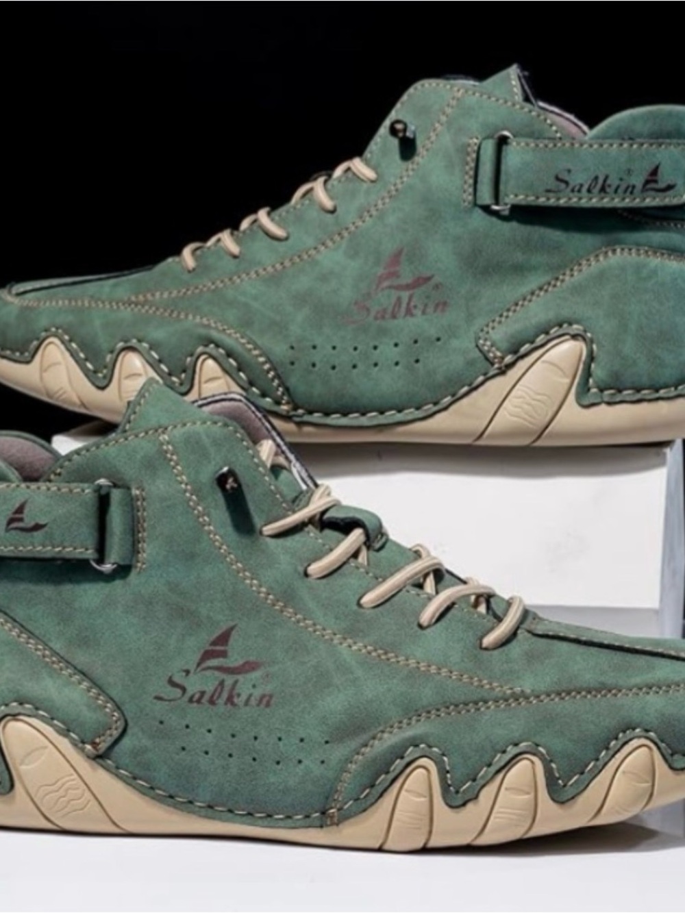 Men's Green Suede Casual Sneakers